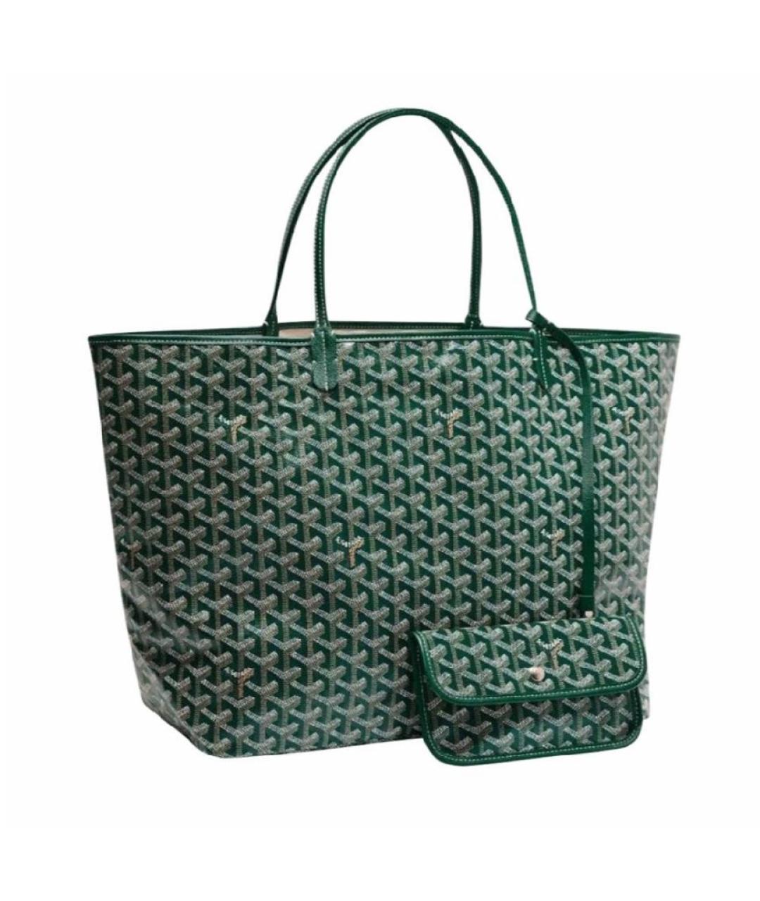 GOYARD Зеленая кожаная сумка с короткими ручками, фото 4