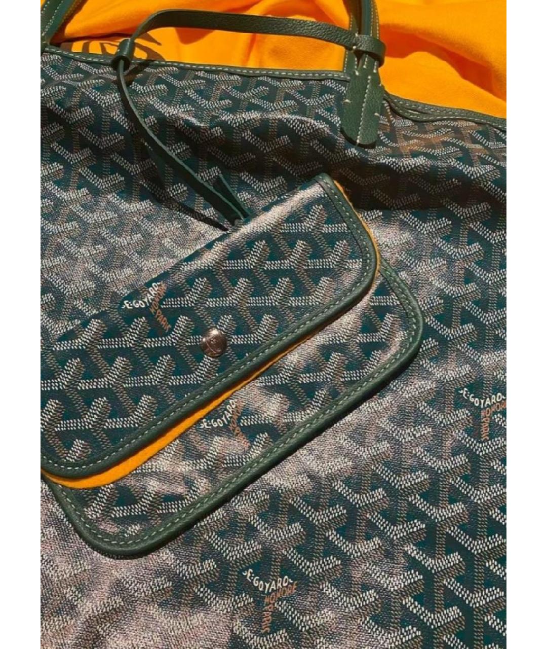 GOYARD Зеленая кожаная сумка с короткими ручками, фото 3