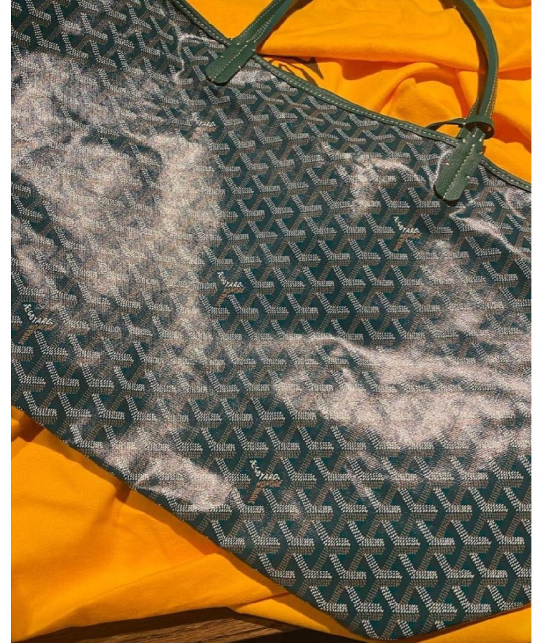 GOYARD Зеленая кожаная сумка с короткими ручками, фото 2