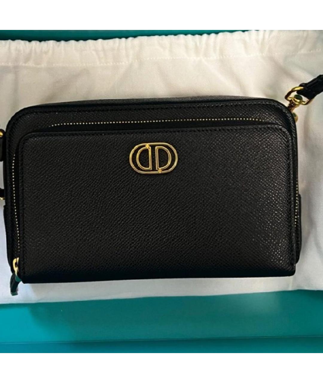 CHRISTIAN DIOR Черная кожаная сумка через плечо, фото 3