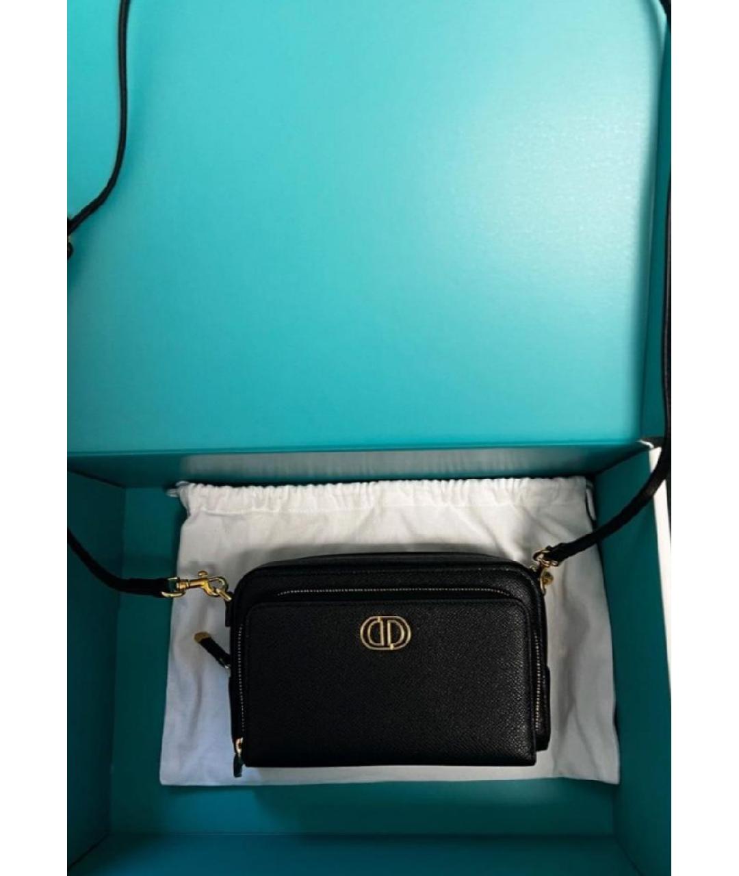 CHRISTIAN DIOR Черная кожаная сумка через плечо, фото 2