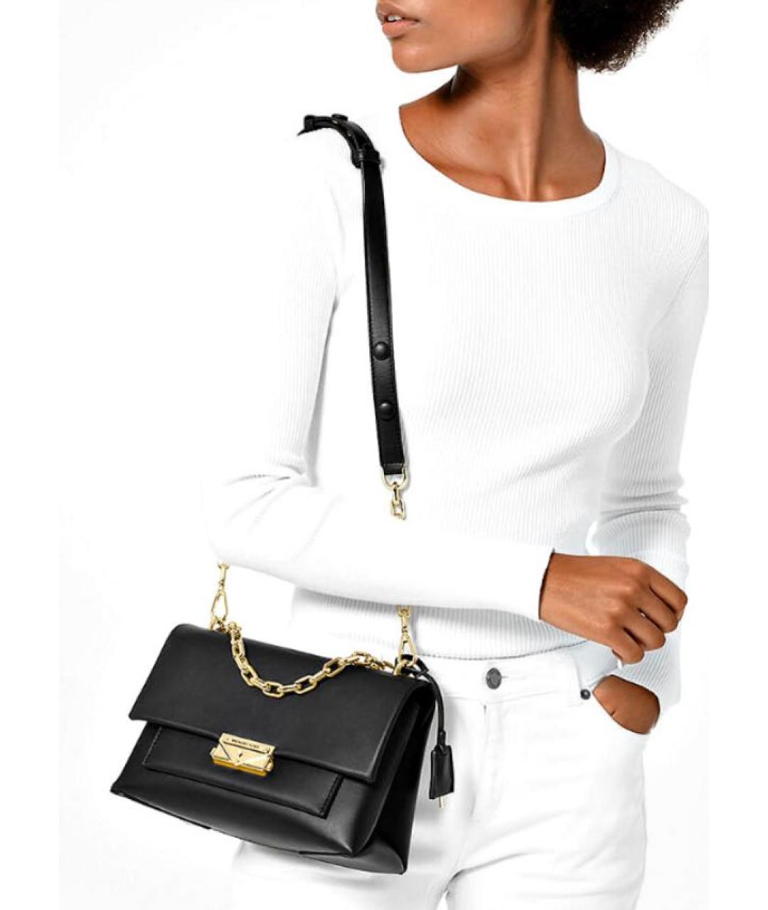 MICHAEL KORS Черная кожаная сумка через плечо, фото 4