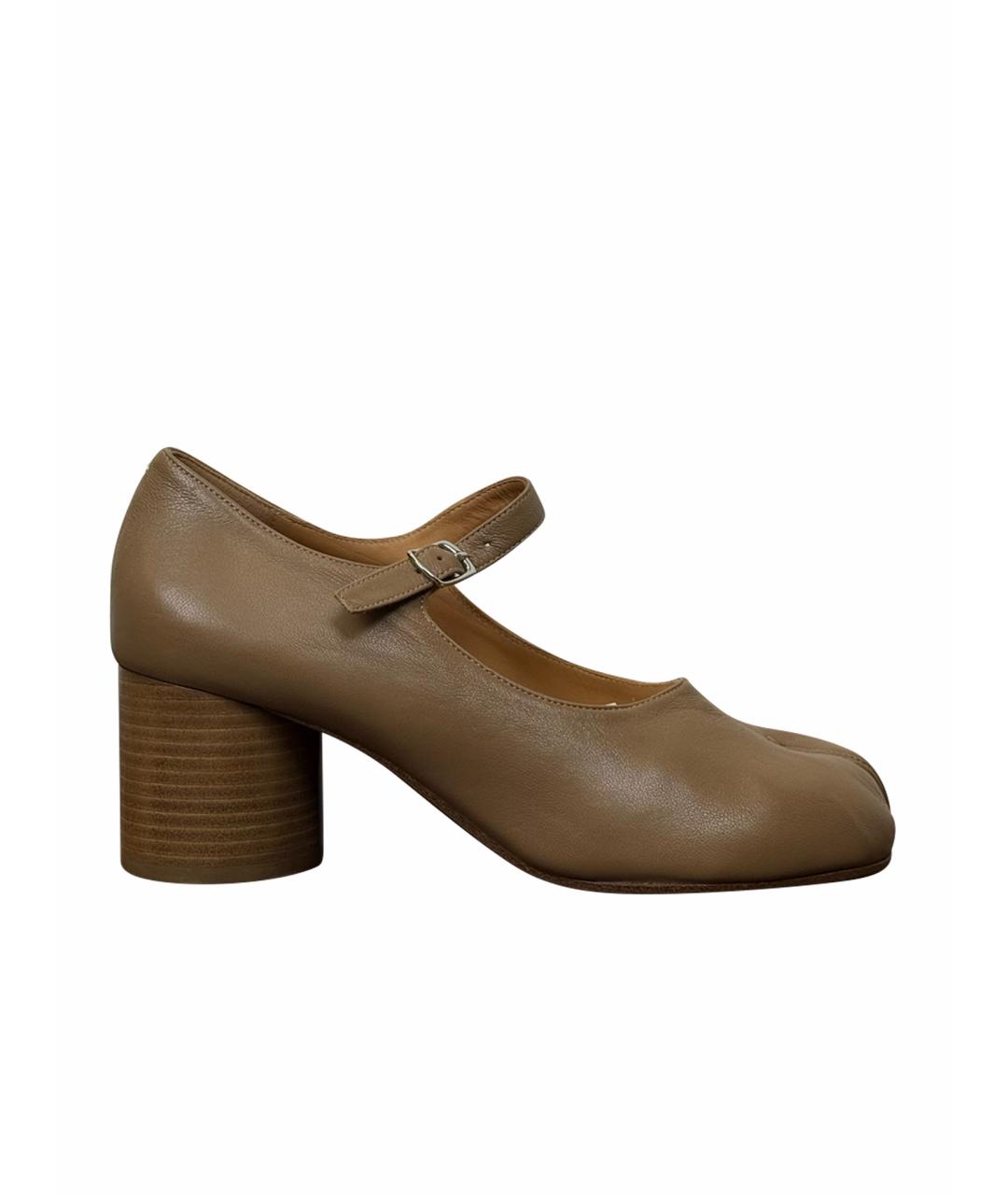 MAISON MARGIELA Бежевые кожаные ботинки, фото 1