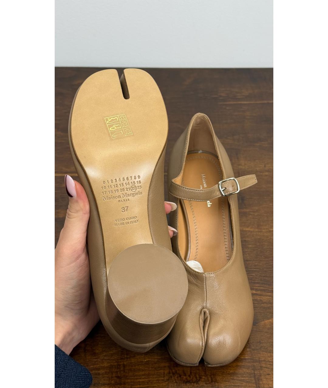MAISON MARGIELA Бежевые кожаные ботинки, фото 5