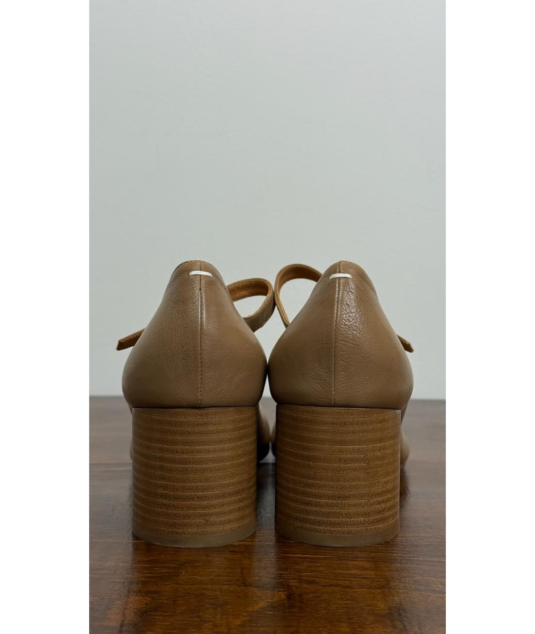 MAISON MARGIELA Бежевые кожаные ботинки, фото 4