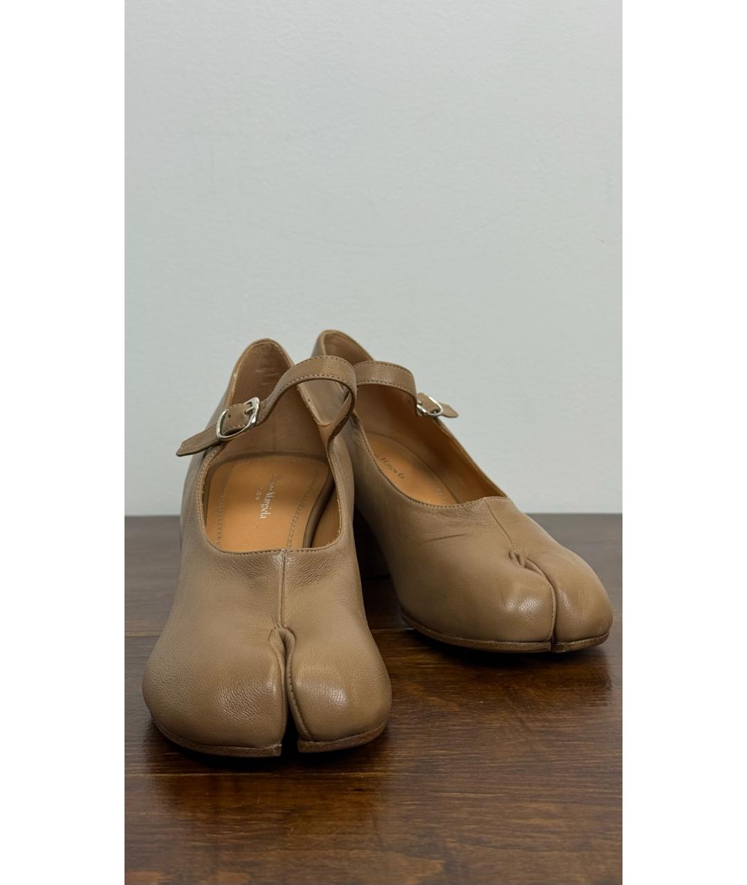 MAISON MARGIELA Бежевые кожаные ботинки, фото 3