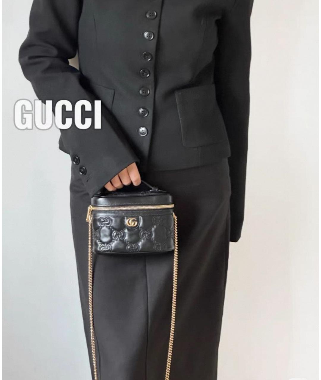 GUCCI Черная кожаная сумка через плечо, фото 6