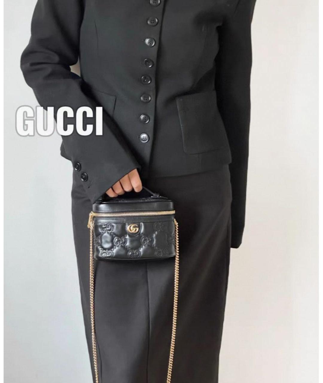 GUCCI Черная кожаная сумка через плечо, фото 6