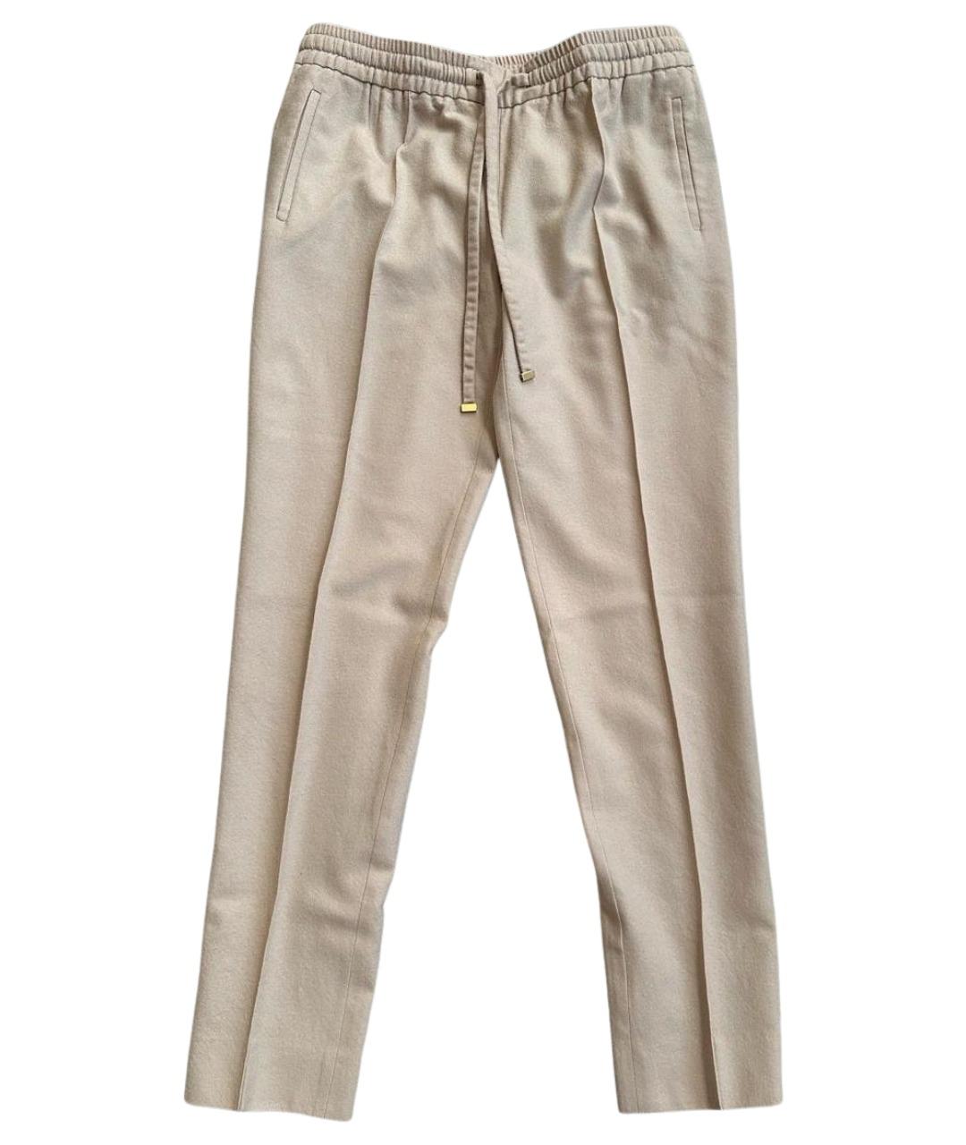 GUCCI Бежевые шерстяные брюки узкие, фото 1