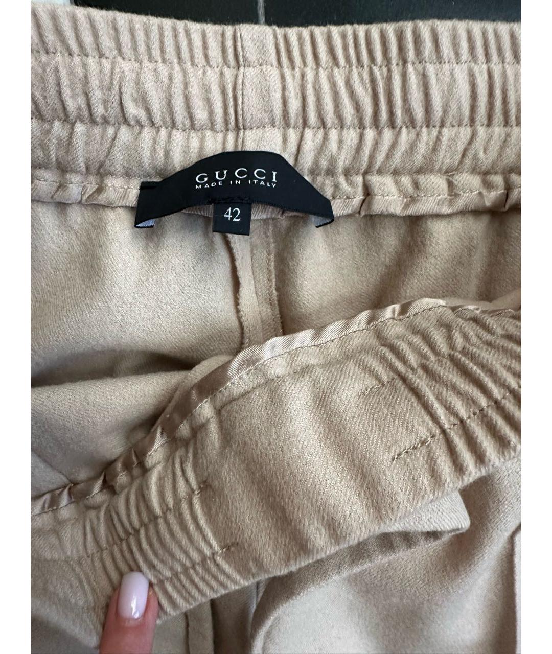 GUCCI Бежевые шерстяные брюки узкие, фото 2