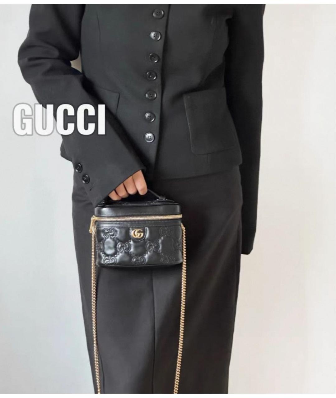 GUCCI Черная кожаная сумка через плечо, фото 6