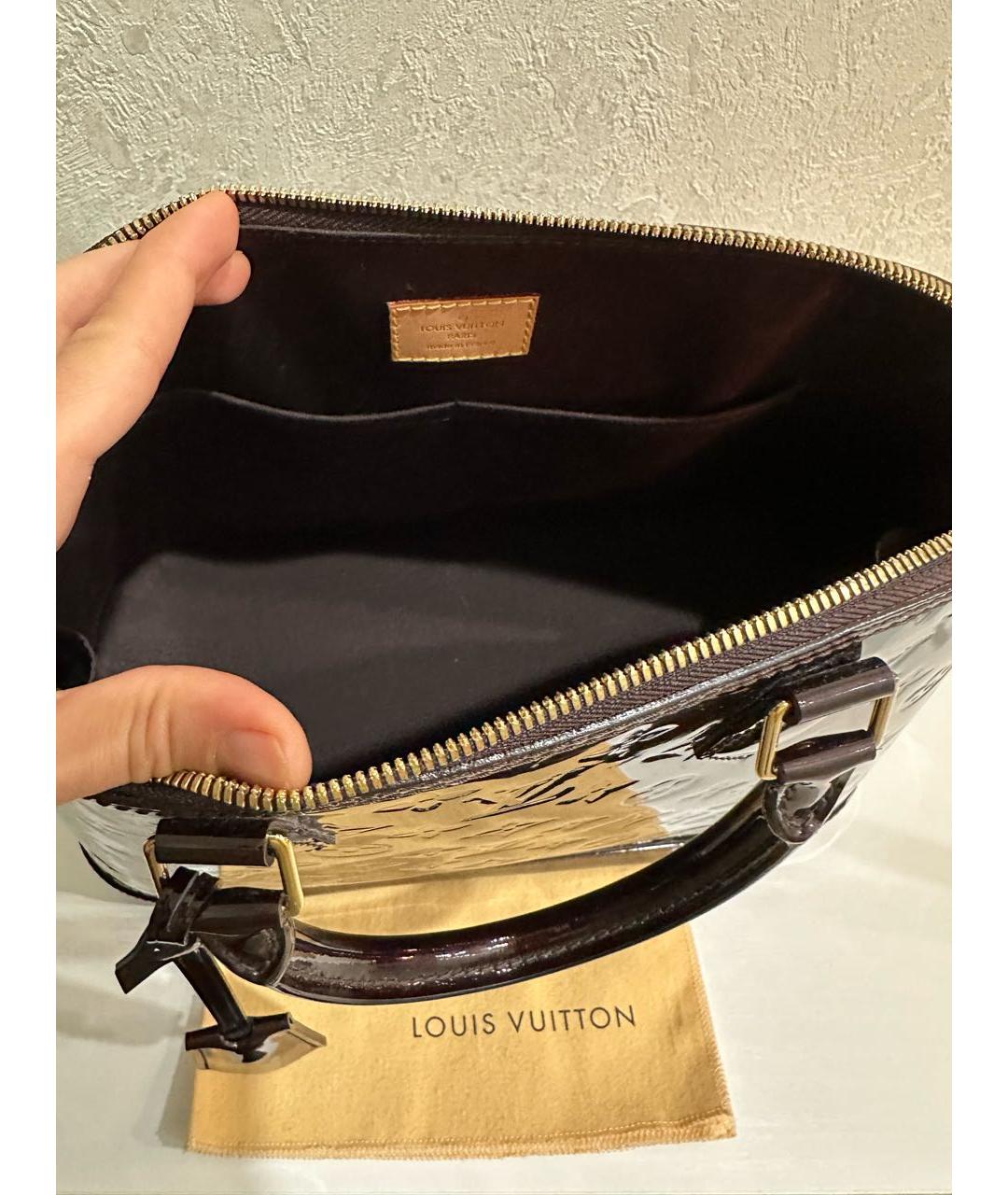 LOUIS VUITTON Бордовая сумка с короткими ручками из лакированной кожи, фото 5