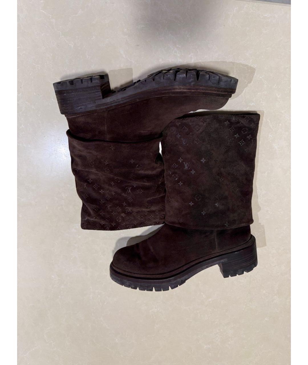 LOUIS VUITTON Коричневые замшевые полусапоги, фото 4