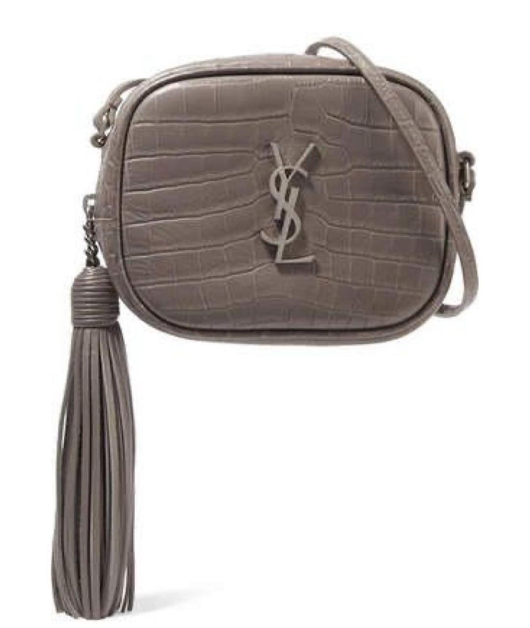 SAINT LAURENT Антрацитовая кожаная сумка через плечо, фото 9