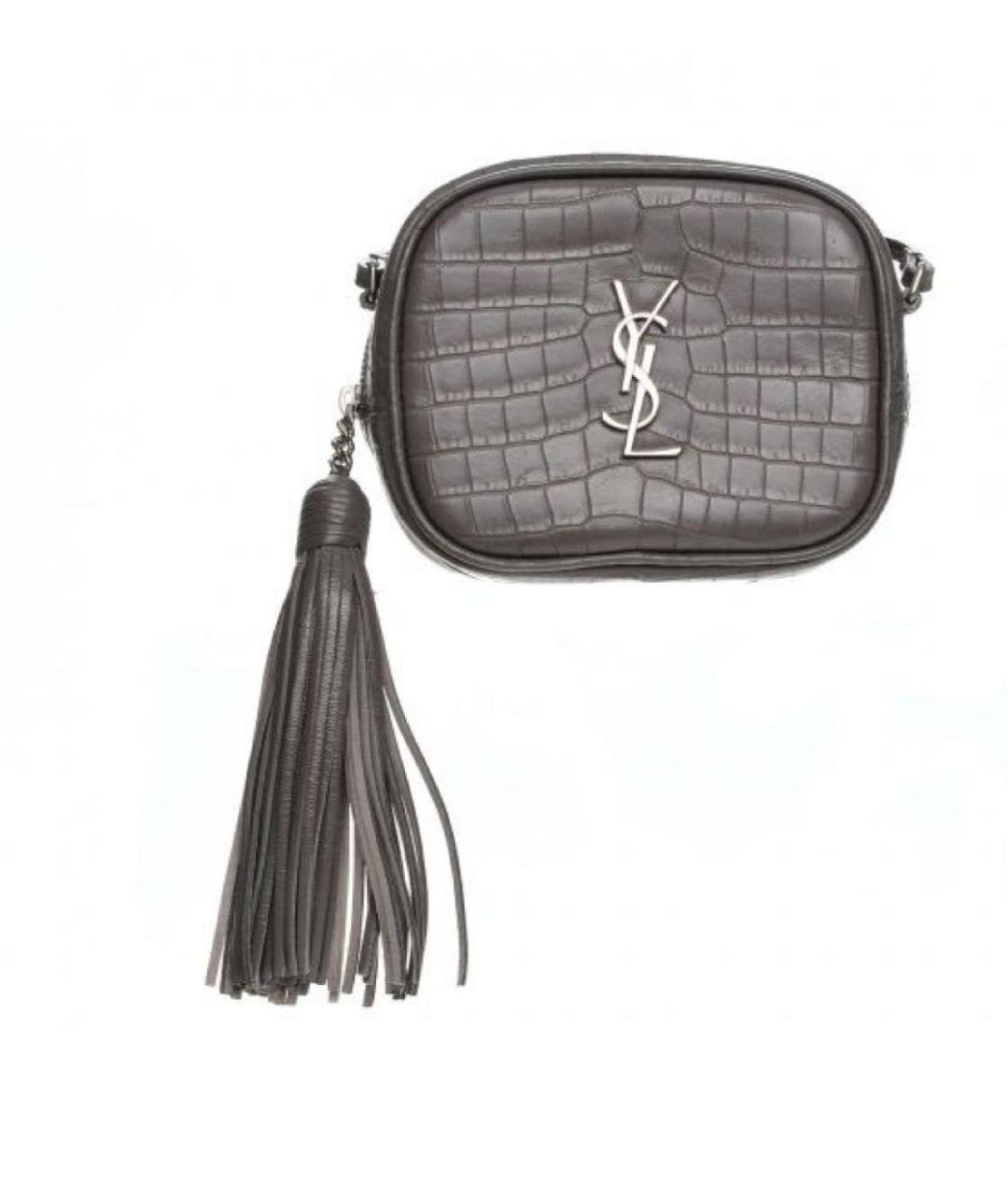 SAINT LAURENT Антрацитовая кожаная сумка через плечо, фото 6