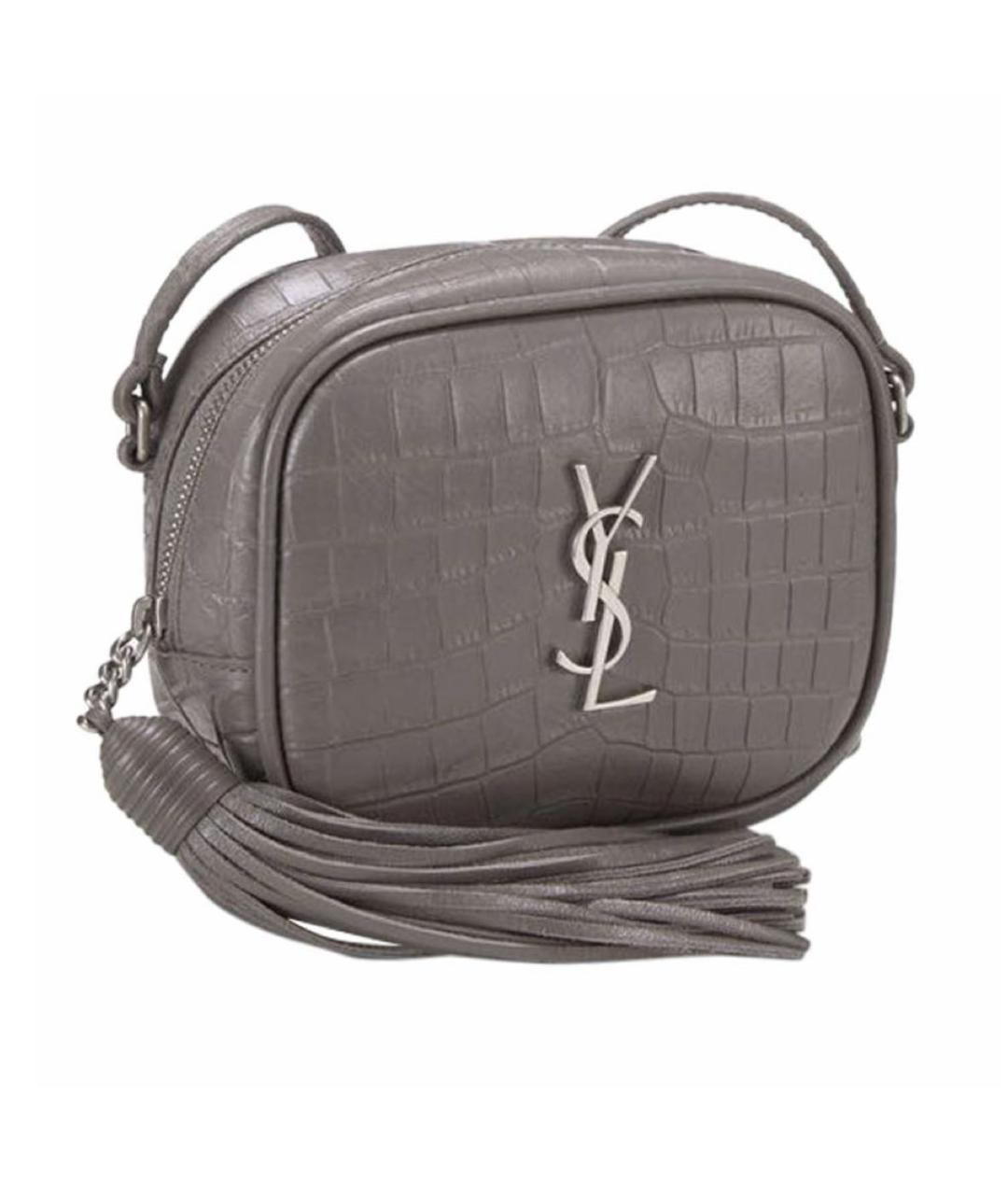 SAINT LAURENT Антрацитовая кожаная сумка через плечо, фото 2