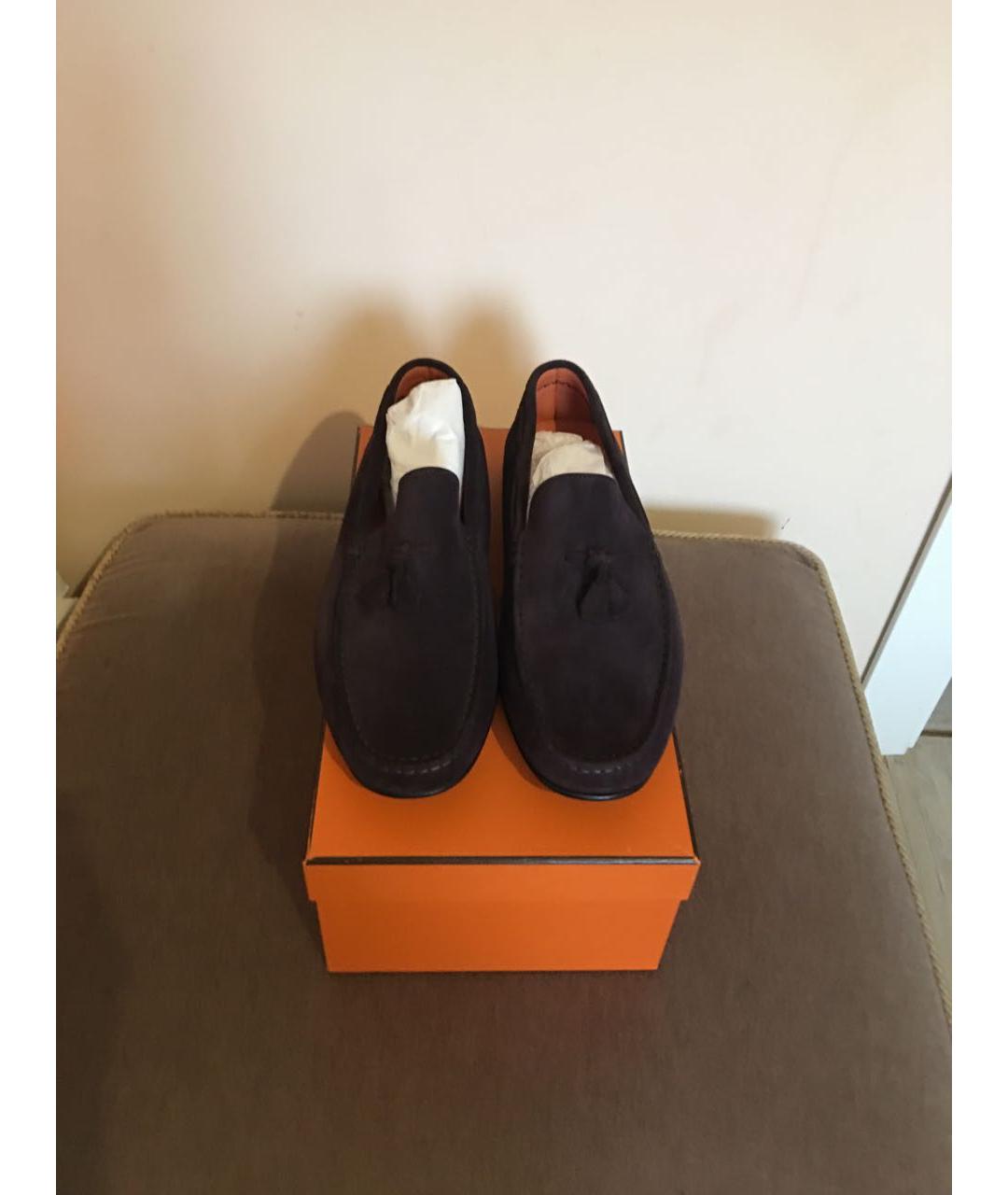 HERMES Фиолетовые замшевые мокасины, фото 2