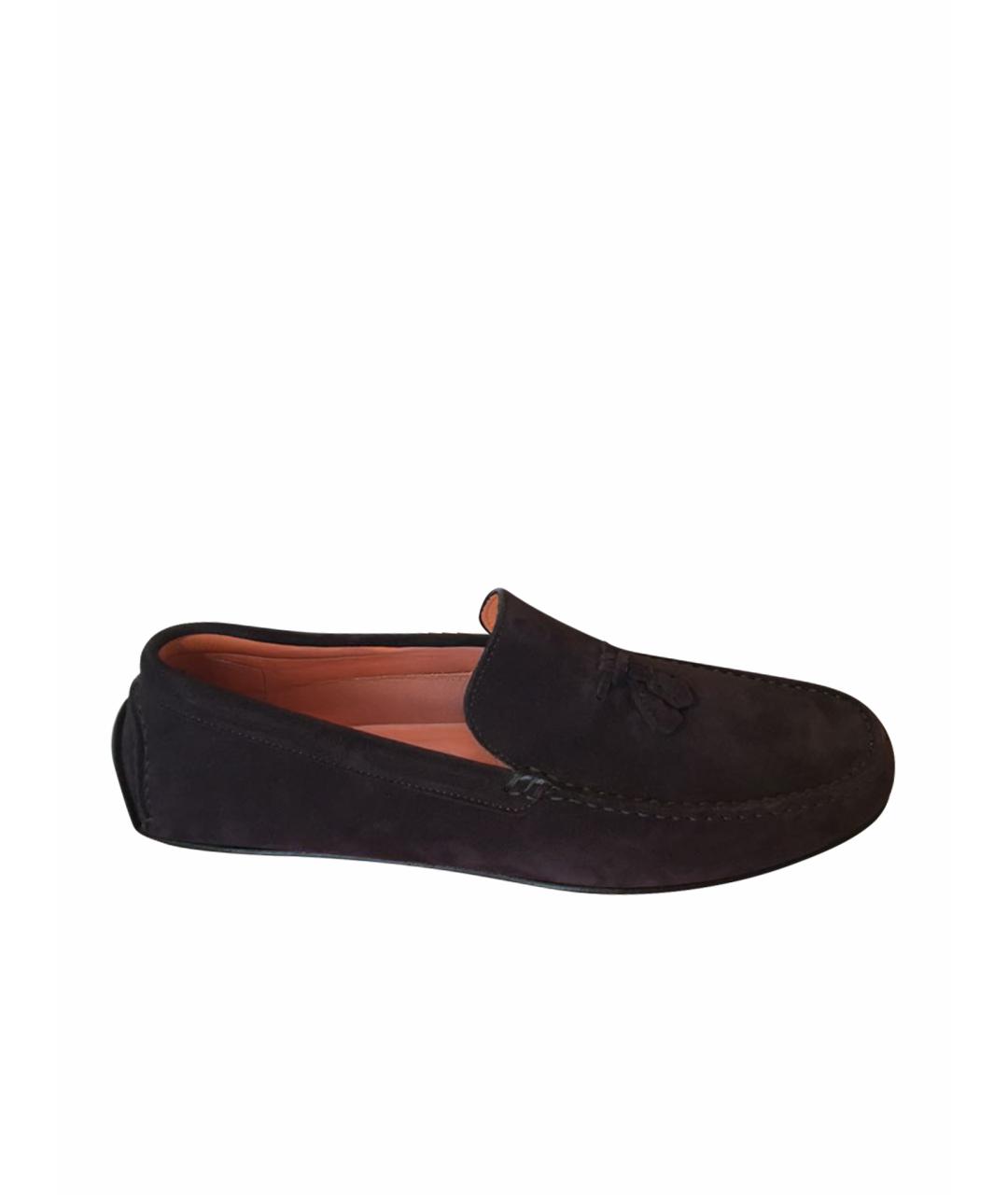 HERMES Фиолетовые замшевые мокасины, фото 1