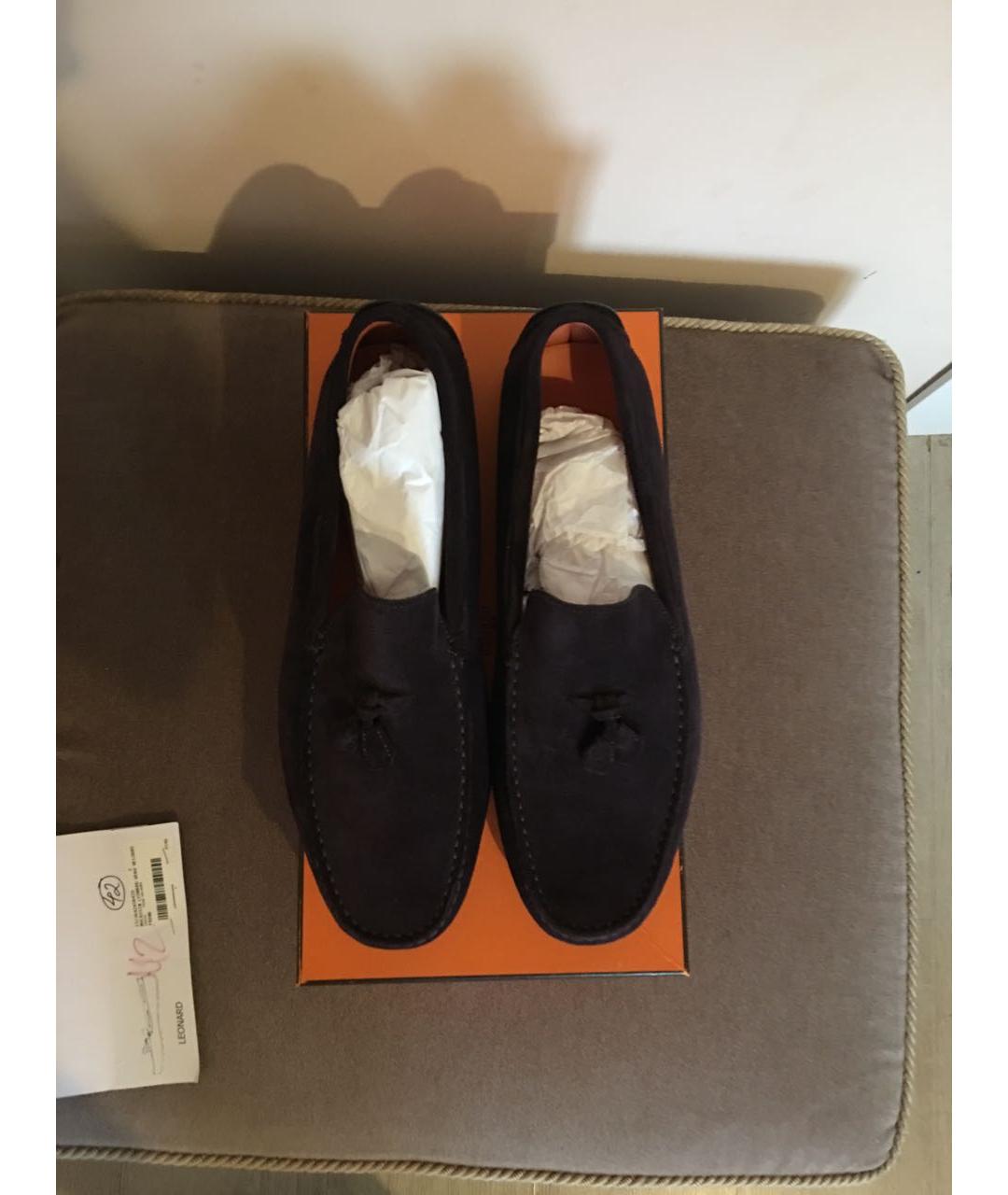 HERMES Фиолетовые замшевые мокасины, фото 3