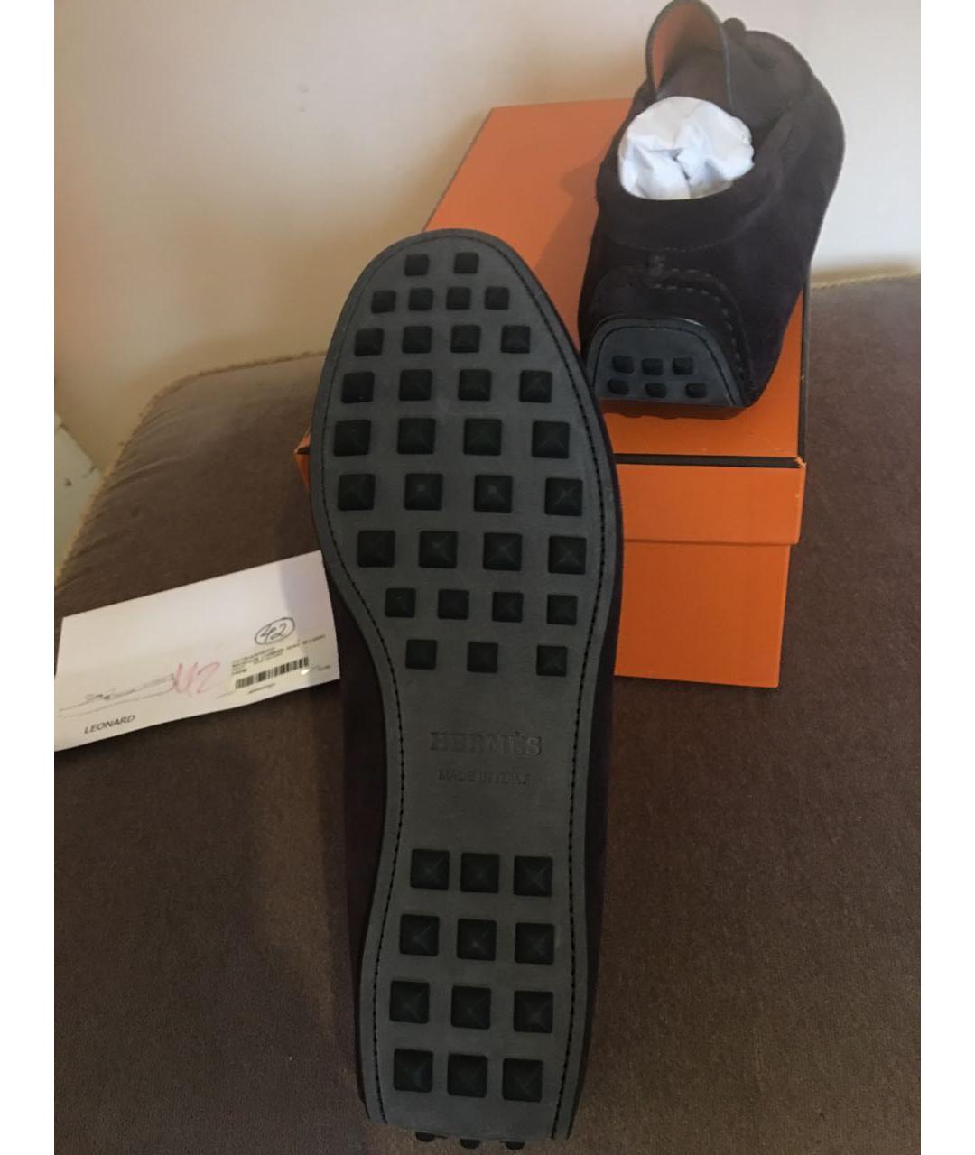 HERMES Фиолетовые замшевые мокасины, фото 5