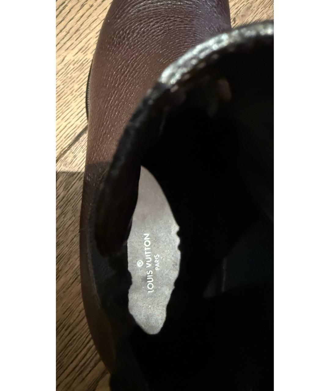 LOUIS VUITTON Бордовые кожаные ботильоны, фото 4