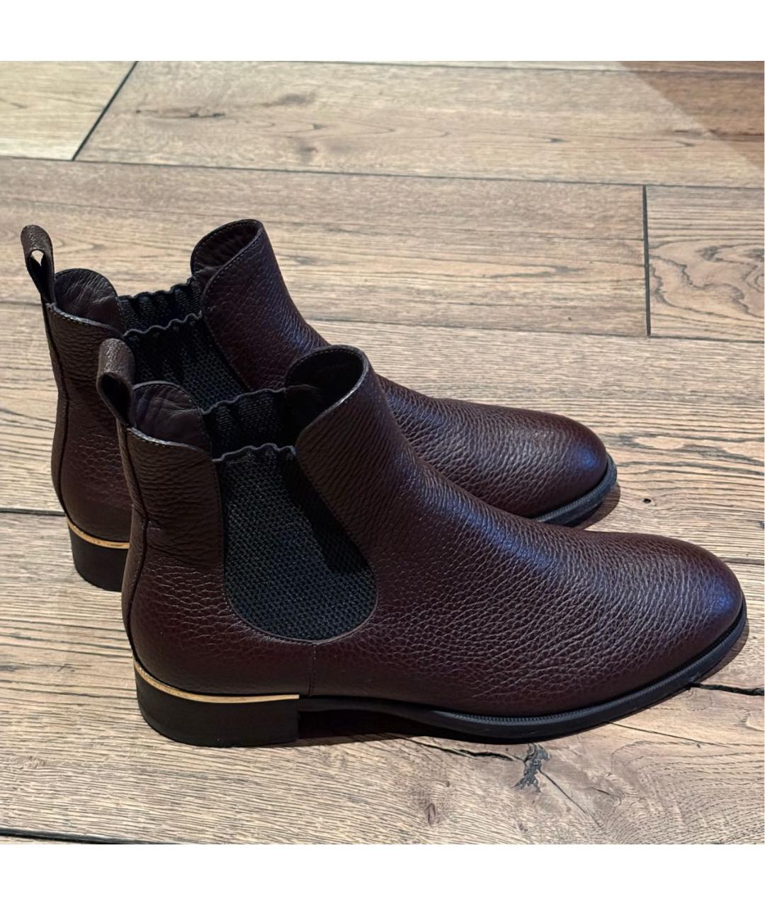 LOUIS VUITTON Бордовые кожаные ботильоны, фото 8