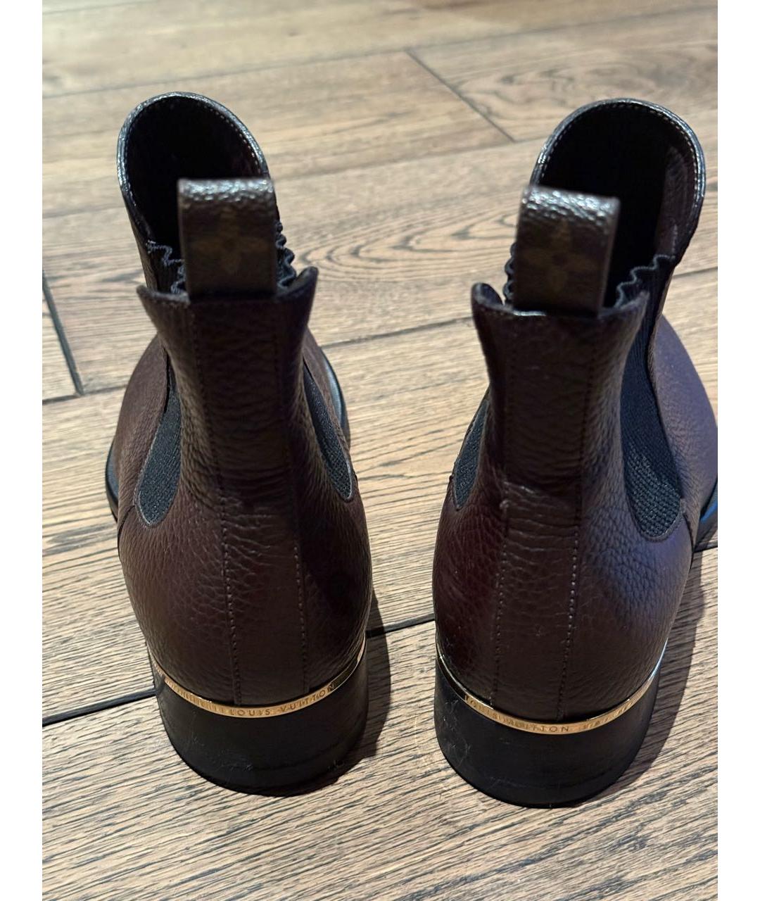 LOUIS VUITTON Бордовые кожаные ботильоны, фото 3