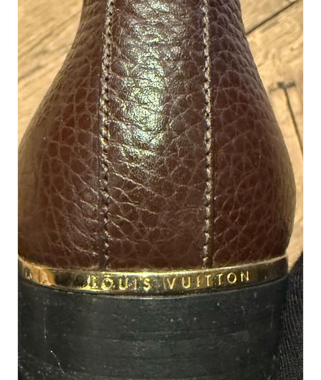 LOUIS VUITTON Бордовые кожаные ботильоны, фото 7