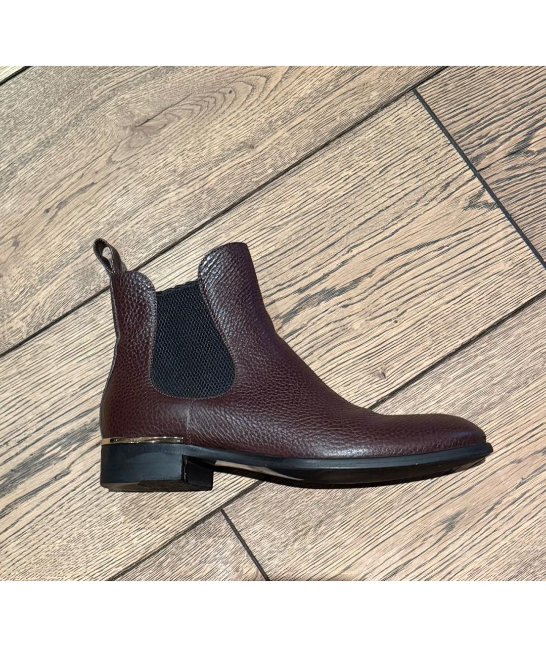 LOUIS VUITTON Бордовые кожаные ботильоны, фото 9
