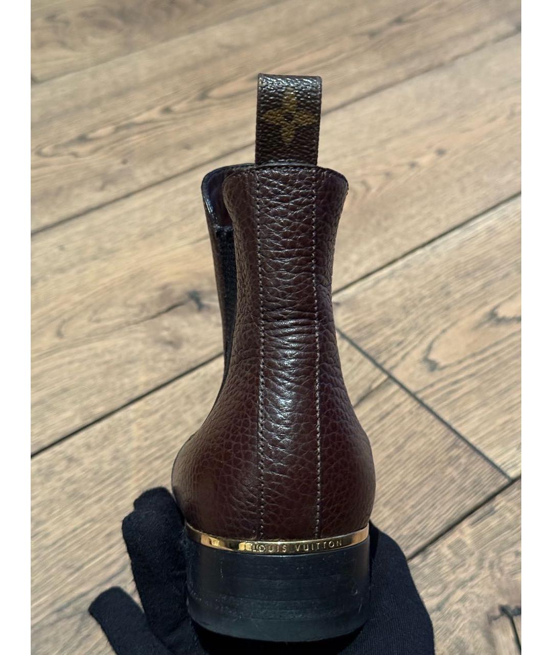 LOUIS VUITTON Бордовые кожаные ботильоны, фото 5