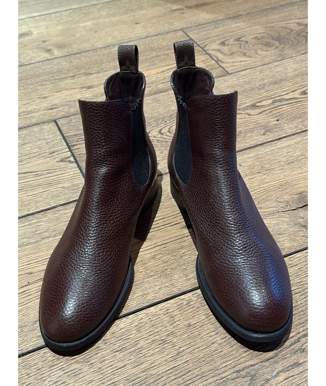 LOUIS VUITTON Бордовые кожаные ботильоны, фото 2