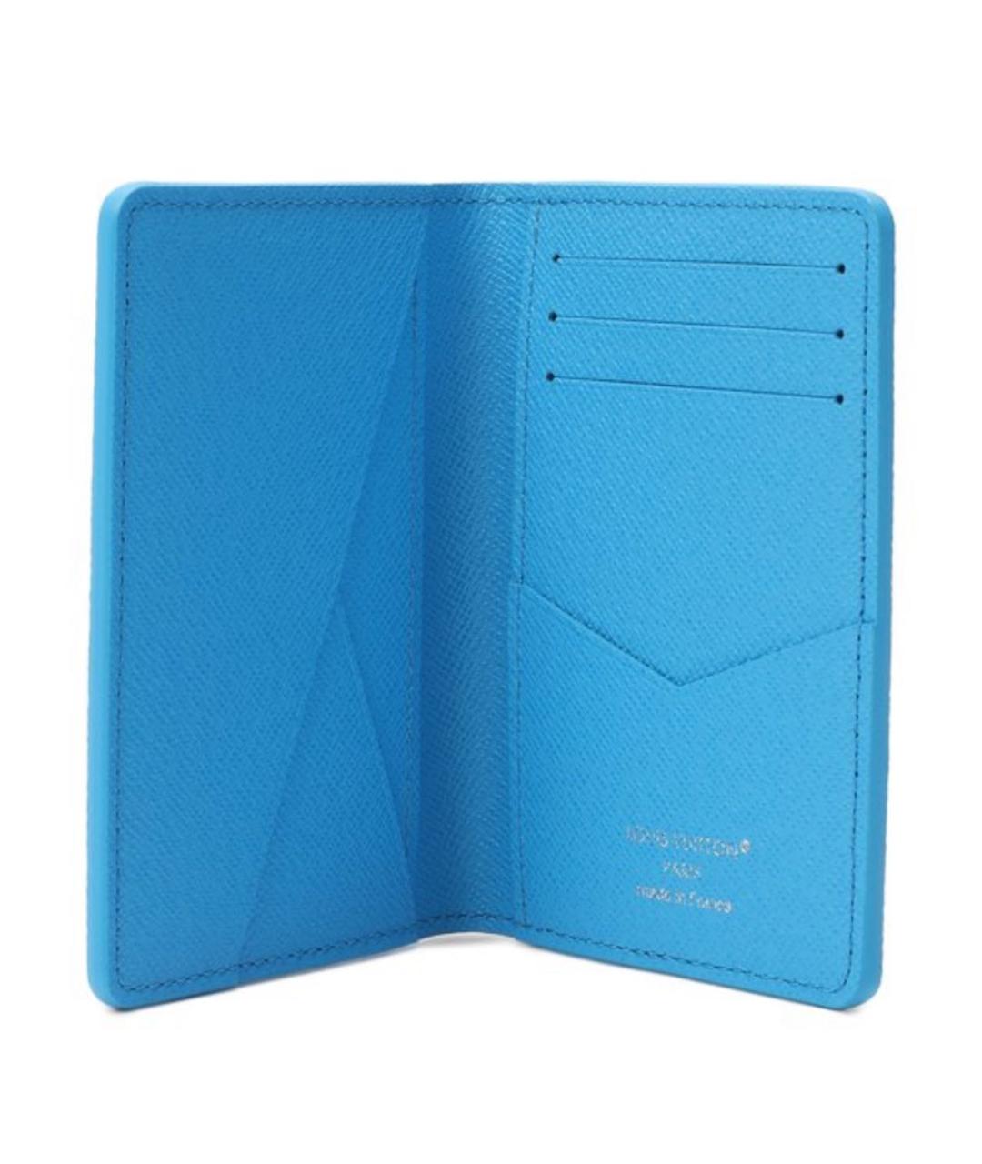 LOUIS VUITTON Голубой кожаный кошелек, фото 3