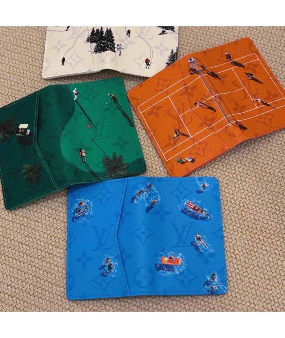 LOUIS VUITTON Голубой кожаный кошелек, фото 5