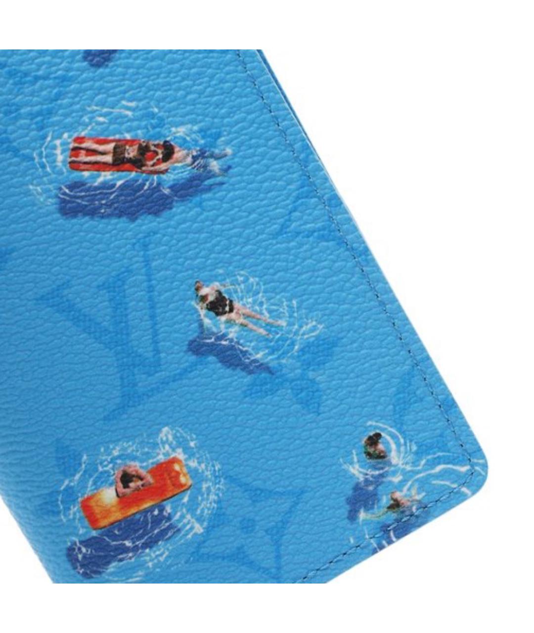 LOUIS VUITTON Голубой кожаный кошелек, фото 4