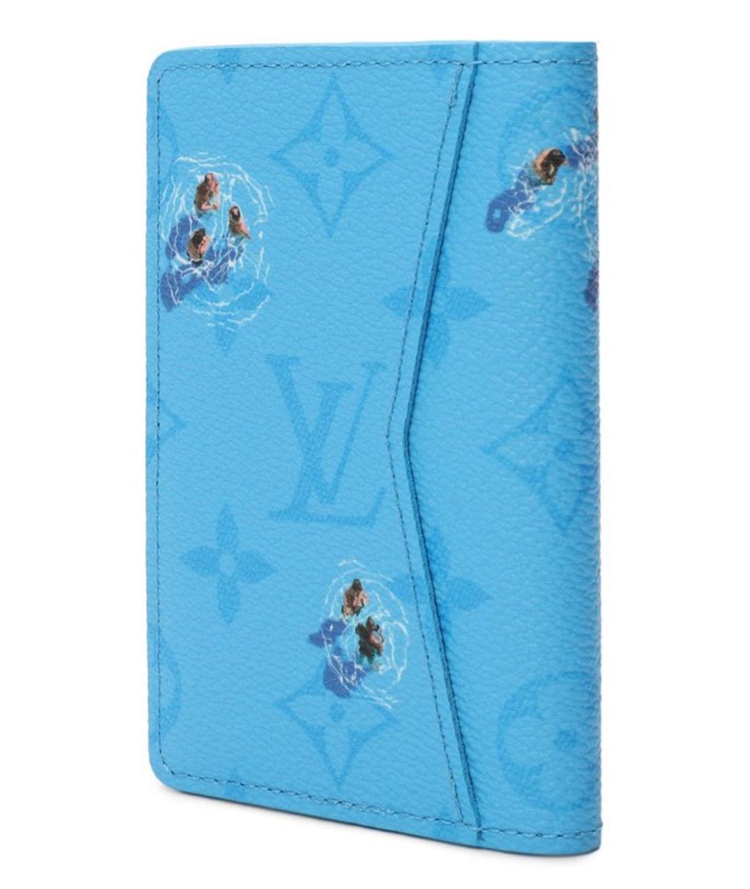 LOUIS VUITTON Голубой кожаный кошелек, фото 2