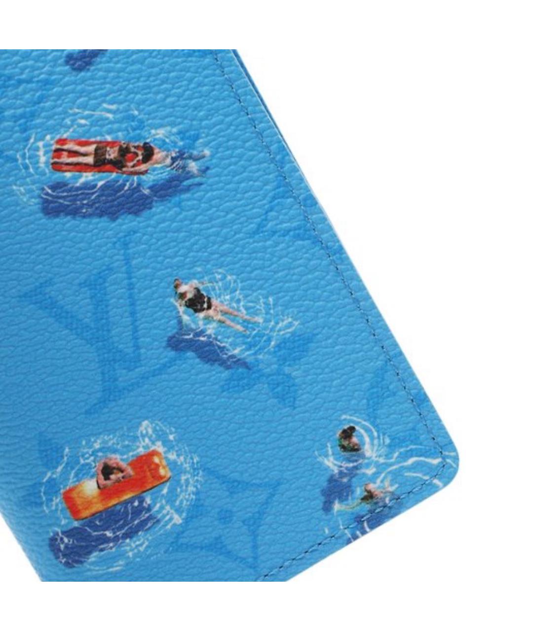 LOUIS VUITTON Голубой кожаный кошелек, фото 4