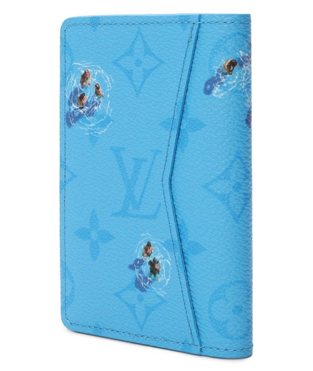 LOUIS VUITTON Голубой кожаный кошелек, фото 2