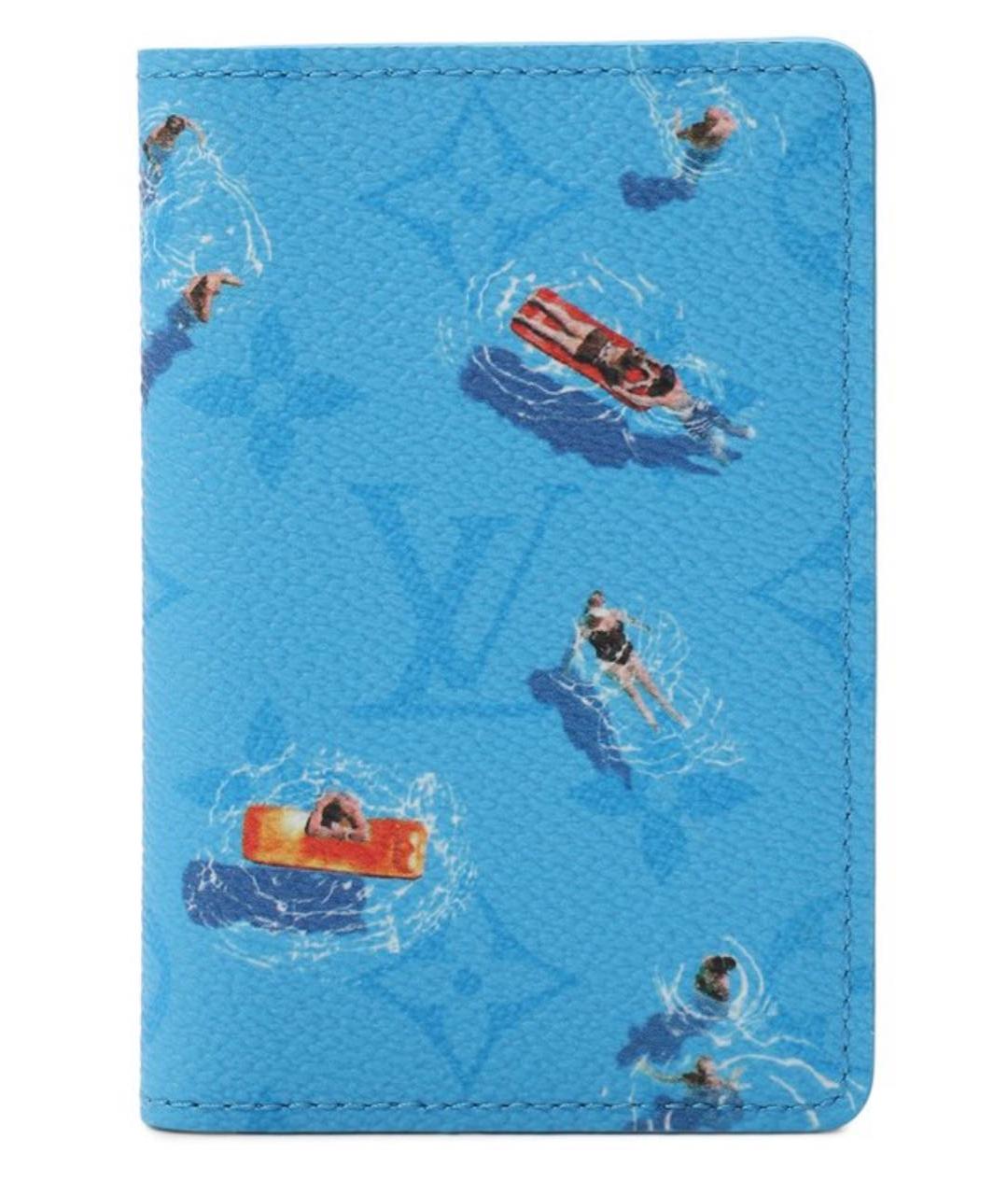 LOUIS VUITTON Голубой кожаный кошелек, фото 6