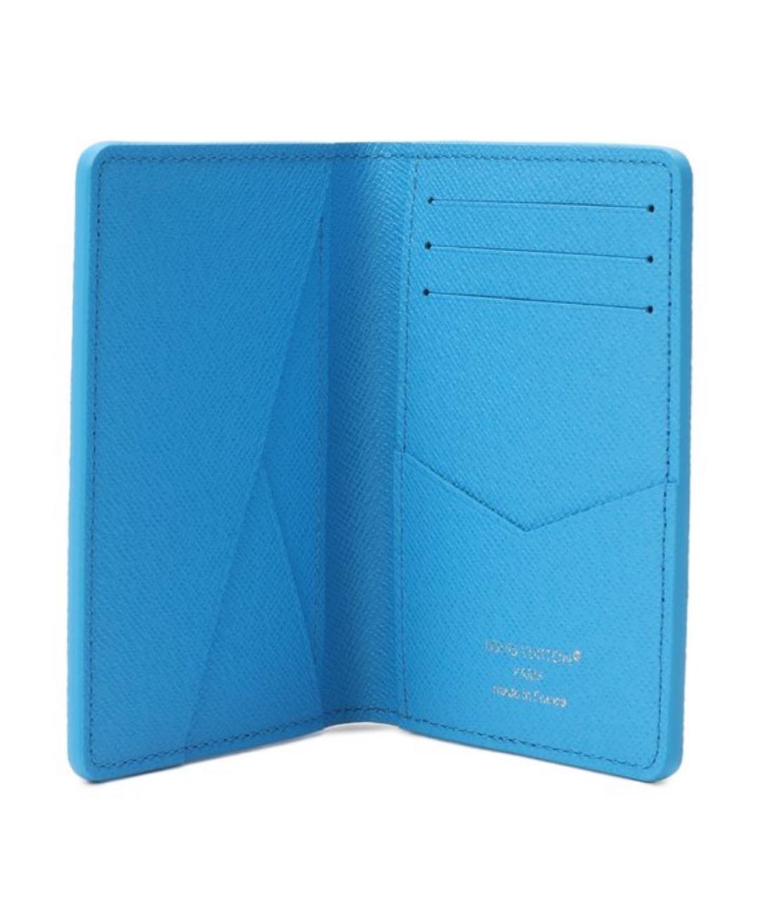 LOUIS VUITTON Голубой кожаный кошелек, фото 3