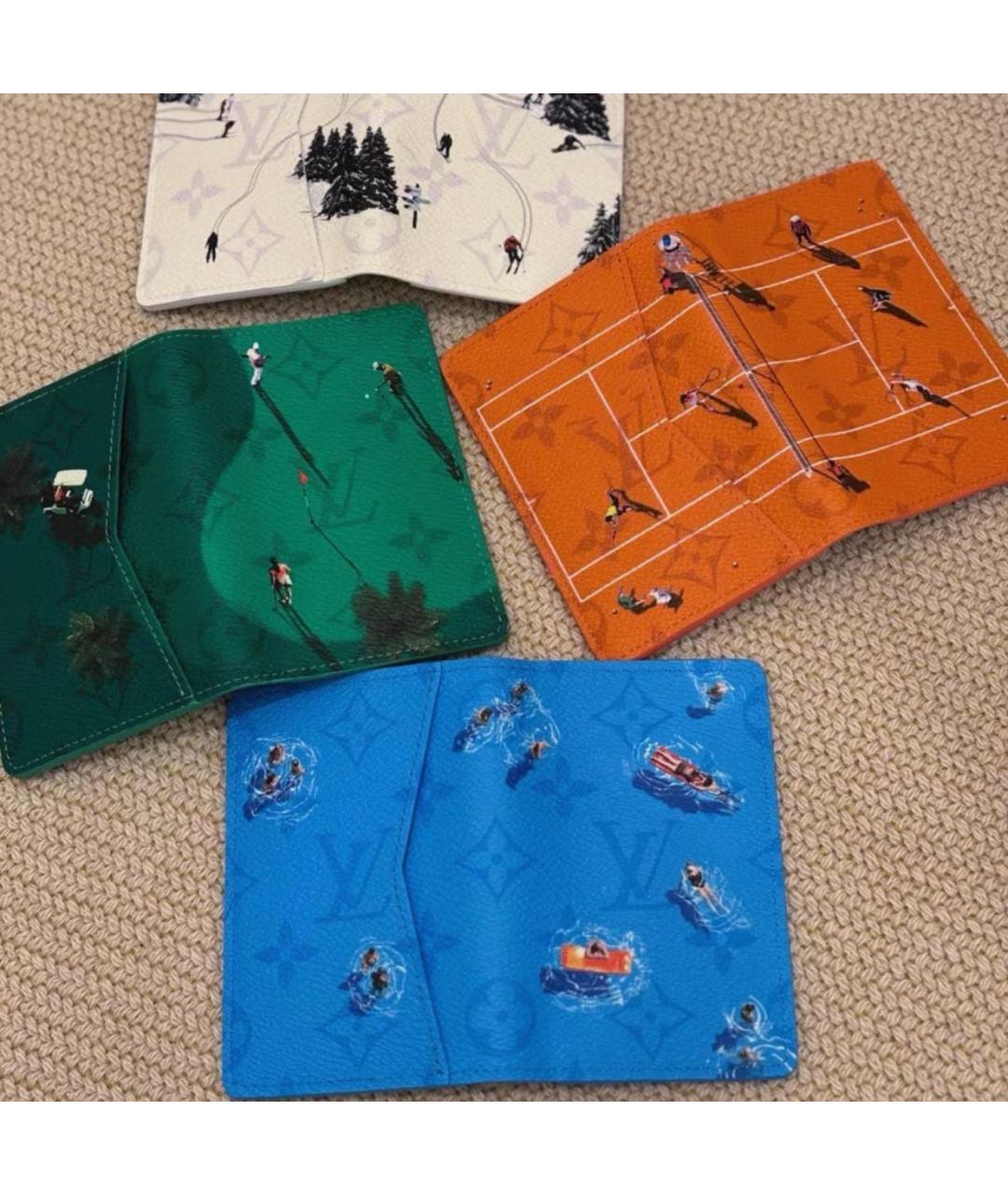 LOUIS VUITTON Голубой кожаный кошелек, фото 5