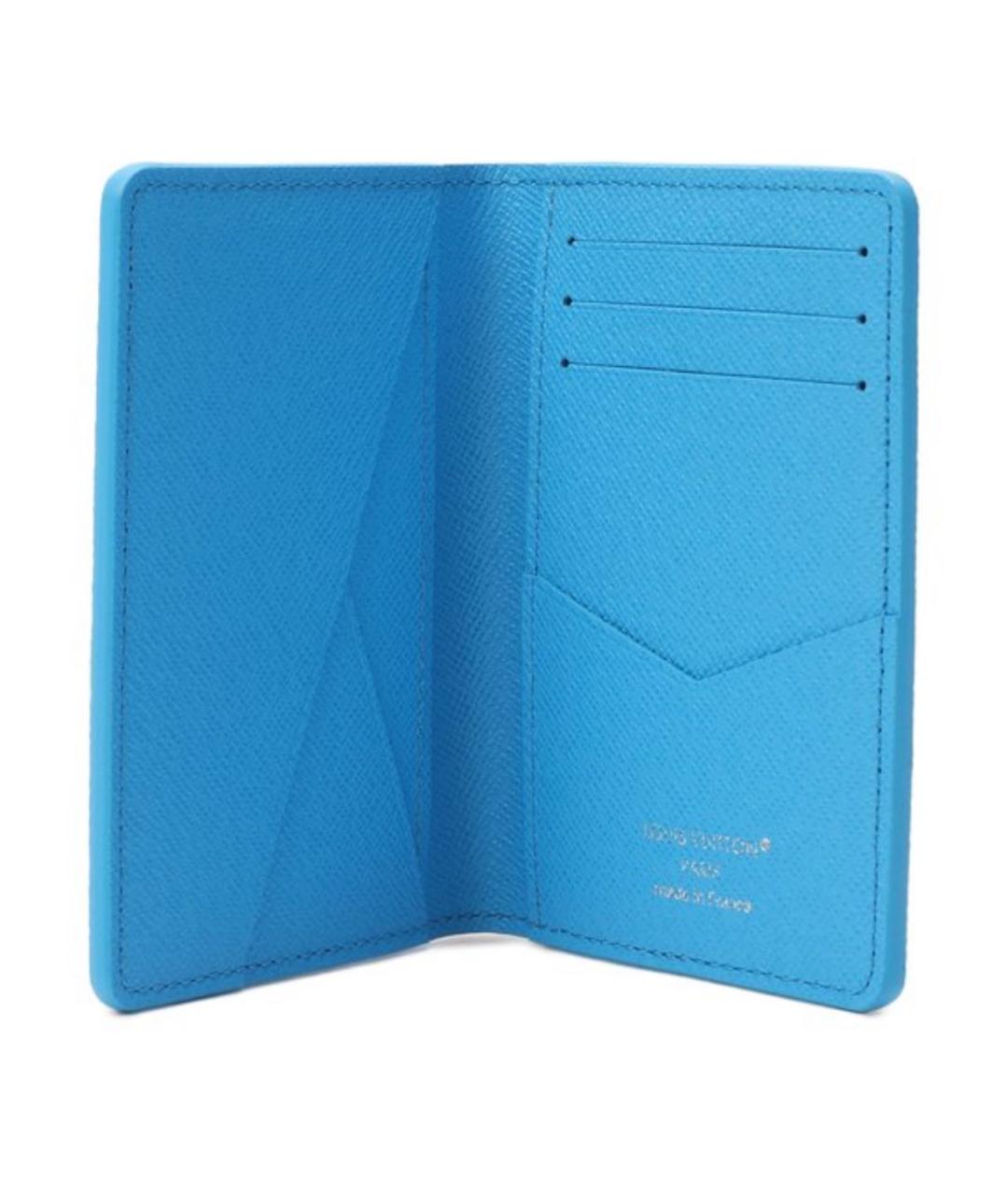 LOUIS VUITTON Голубой кожаный кардхолдер, фото 3