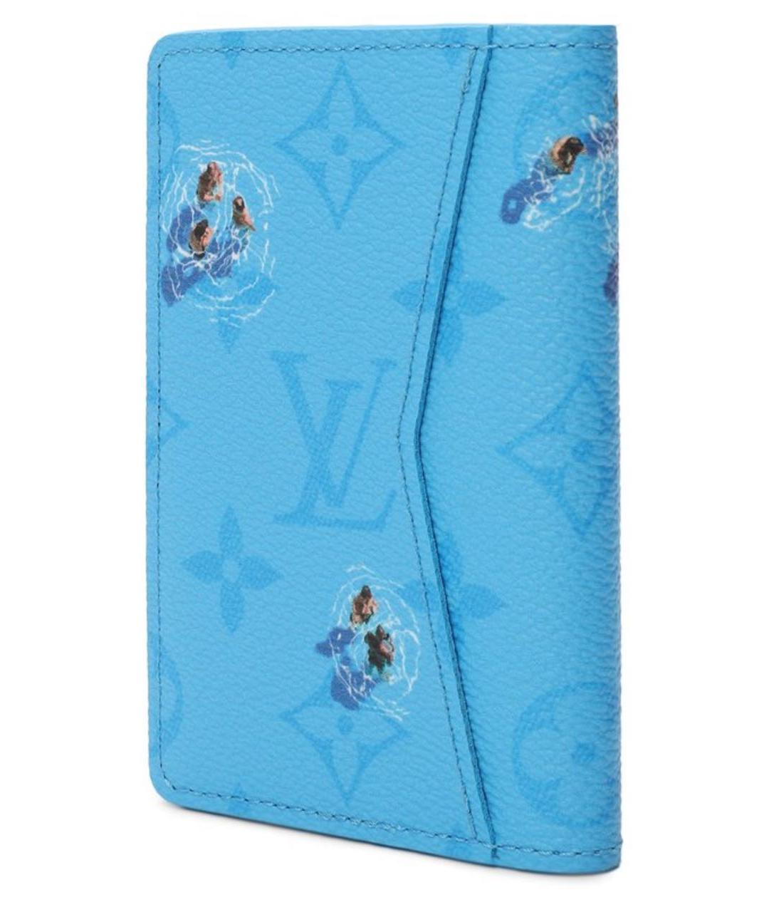 LOUIS VUITTON Голубой кожаный кардхолдер, фото 2