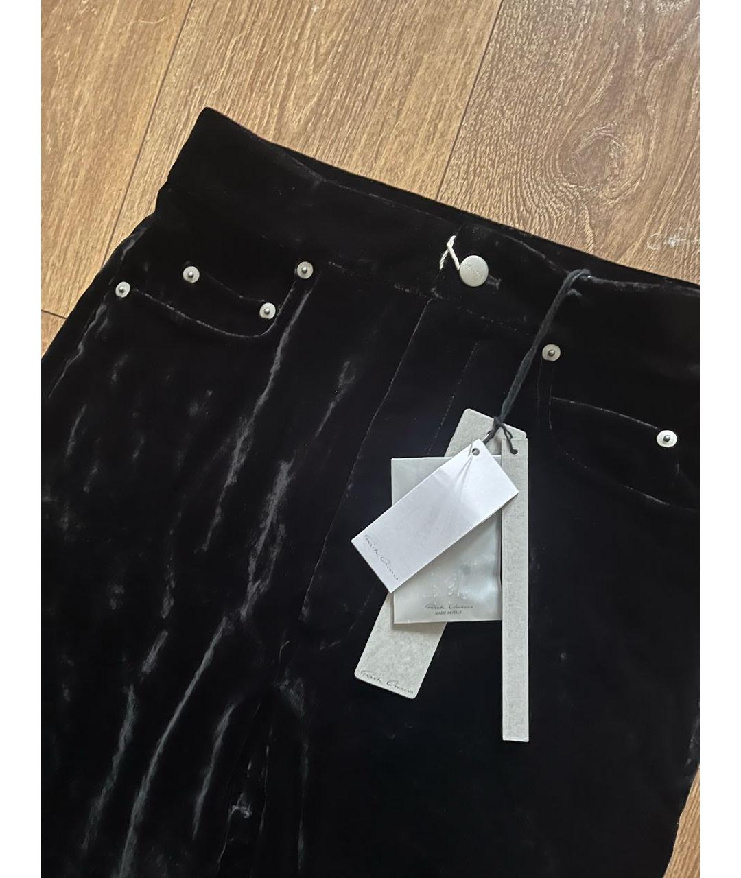 RICK OWENS Черные вискозные брюки широкие, фото 5