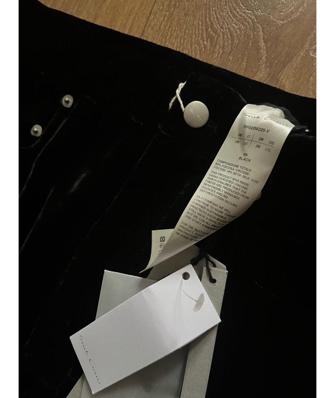 RICK OWENS Черные вискозные брюки широкие, фото 6