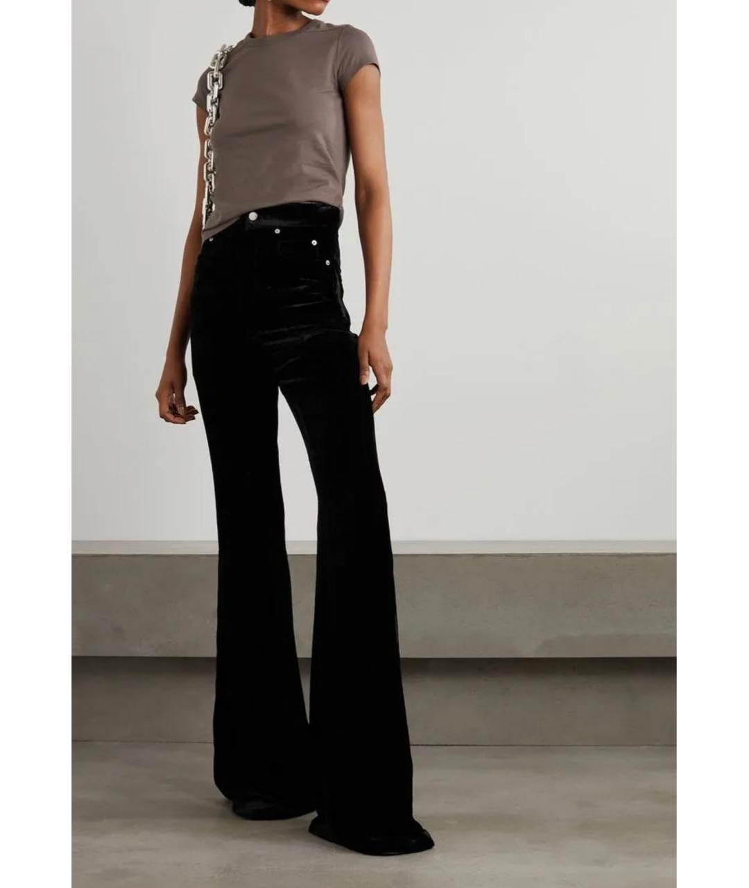 RICK OWENS Черные вискозные брюки широкие, фото 2