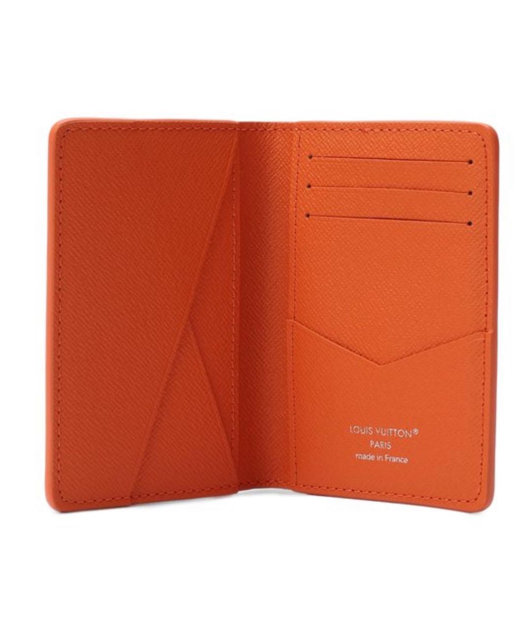 LOUIS VUITTON Оранжевый кожаный кардхолдер, фото 3