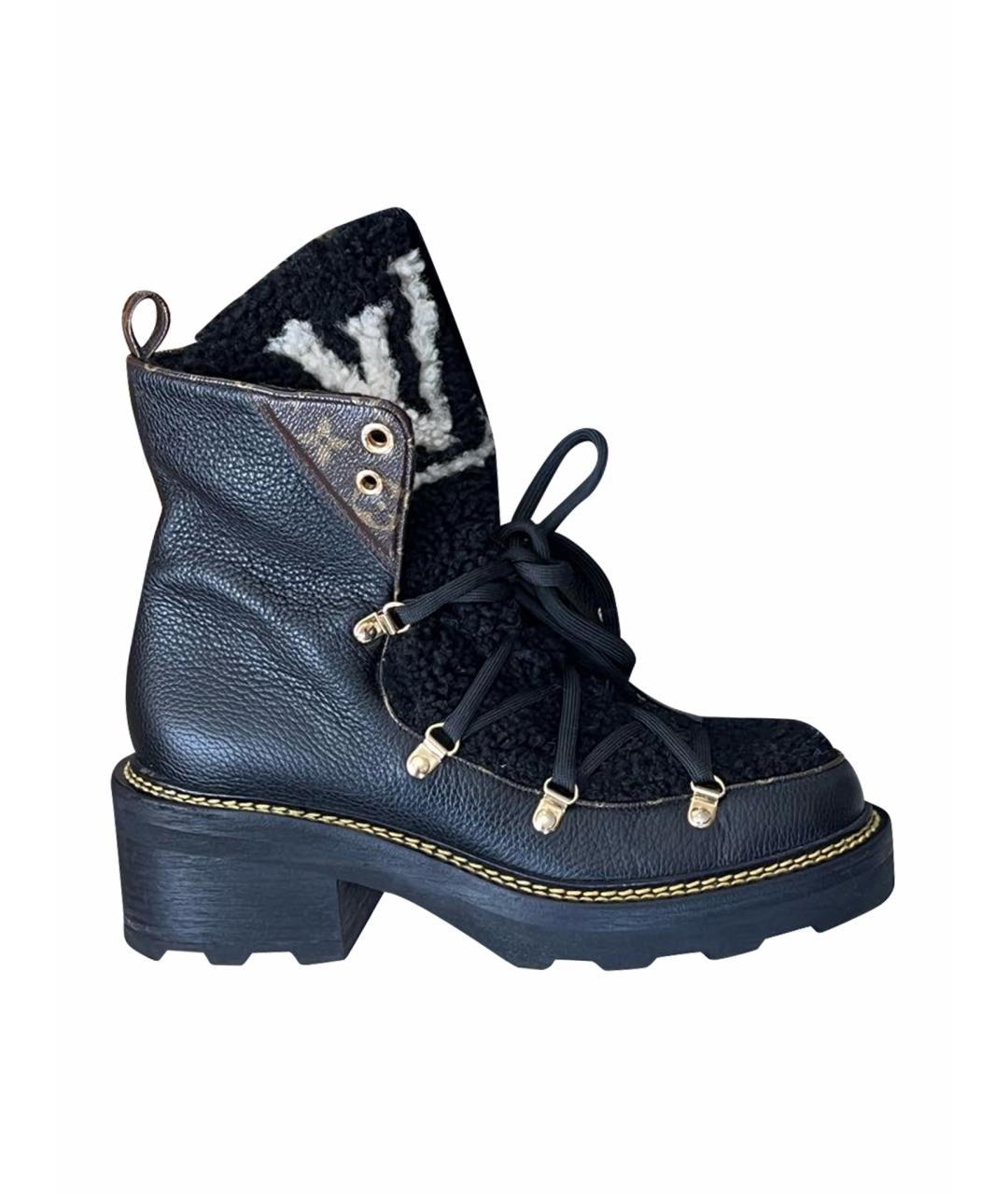 LOUIS VUITTON Черные кожаные ботинки, фото 1