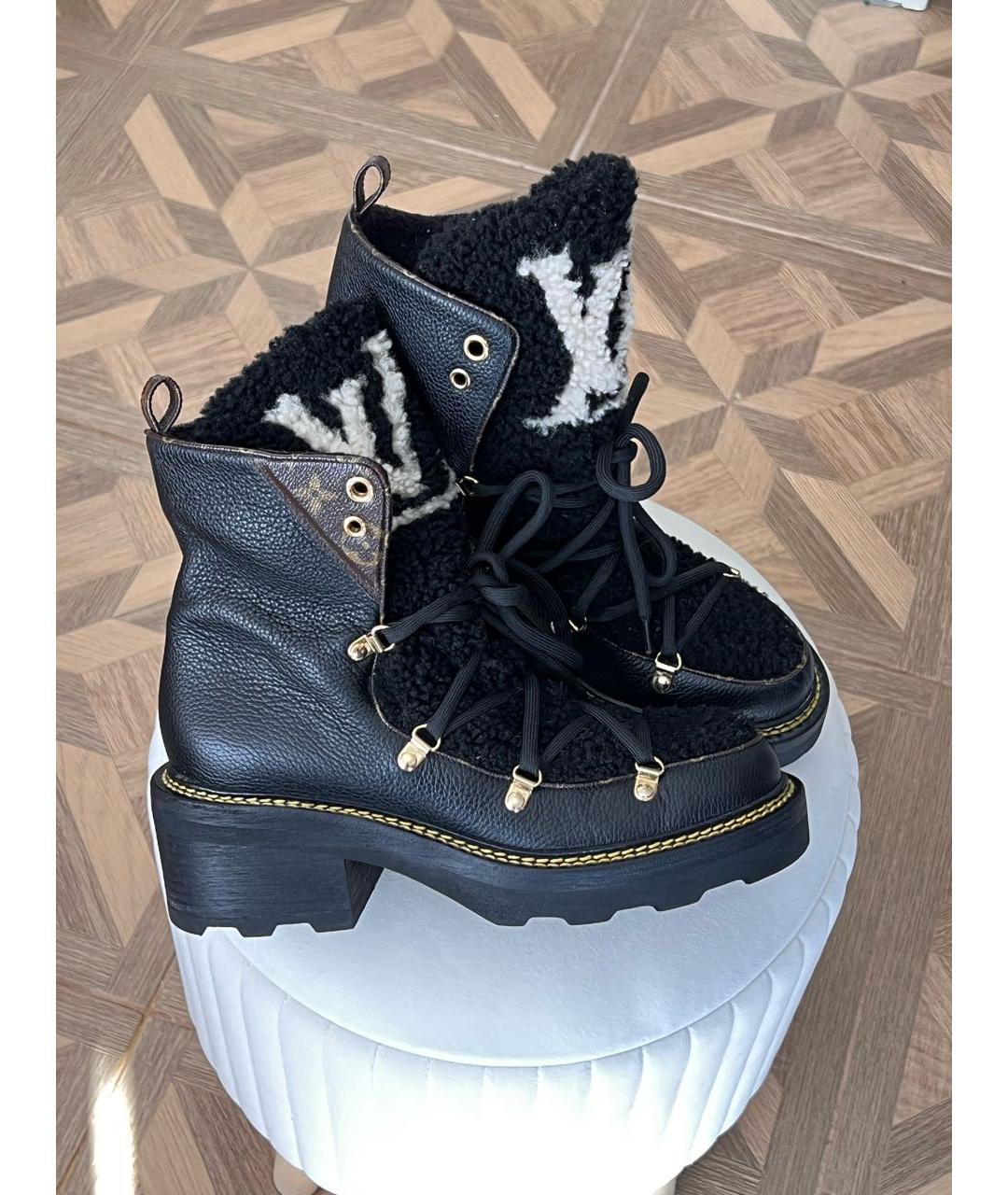 LOUIS VUITTON Черные кожаные ботинки, фото 5