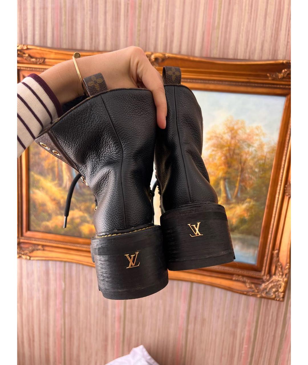 LOUIS VUITTON Черные кожаные ботинки, фото 4