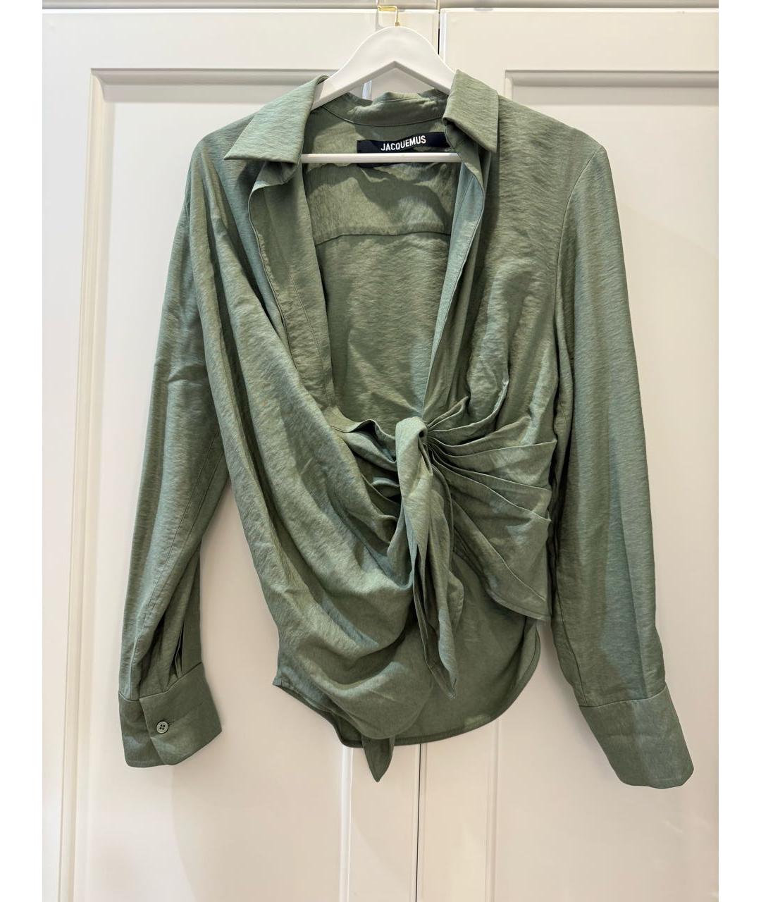 JACQUEMUS Зеленая льняная рубашка, фото 5